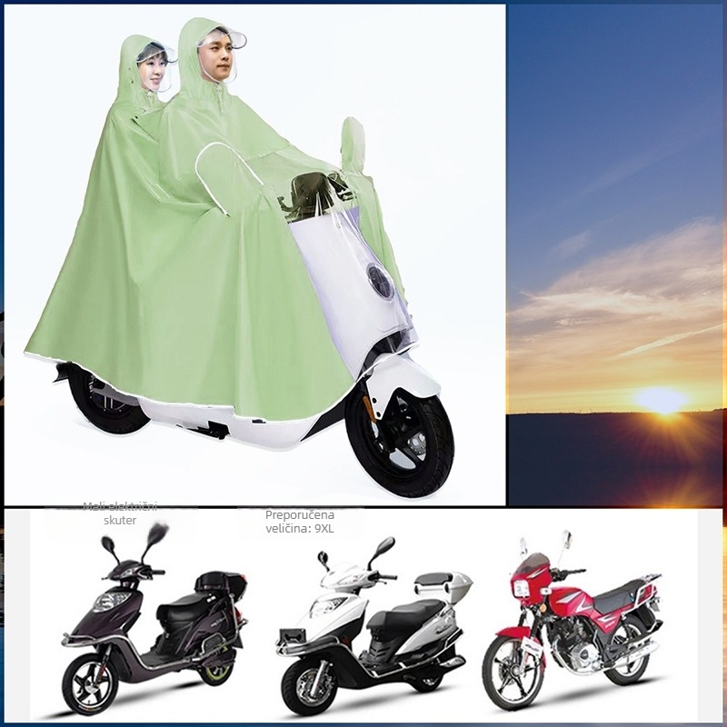 Kišni pončo za motocikl i električno vozilo – debeli Oxford materijal, PU premaz, za dvije osobe