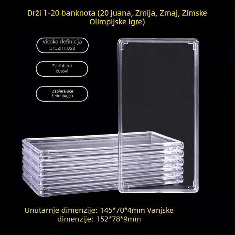 Zaštitna kutija za commemorativne banknote, model Horse wallet, polistiren, protiv plijesni, kapacitet 1–20 listova, mogućnost prilagodbe/logotip