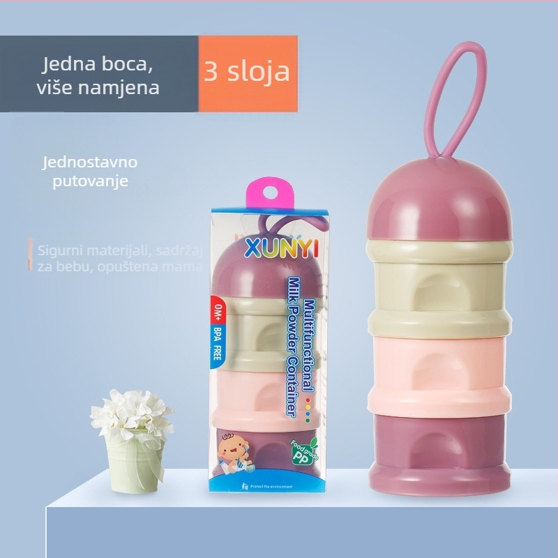 Smoked plastična kutija za mlijeko u prahu za bebe – tri pretinca, tri sloja, velika kapaciteta, za novorođenčad do 3 godine