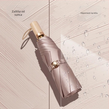 Sklopivi kišobran s titanijskim premazom i tkaninom 210T Impact, 8 rebara, ručno otvaranje zatvaranje, UPF50+, plastična drška