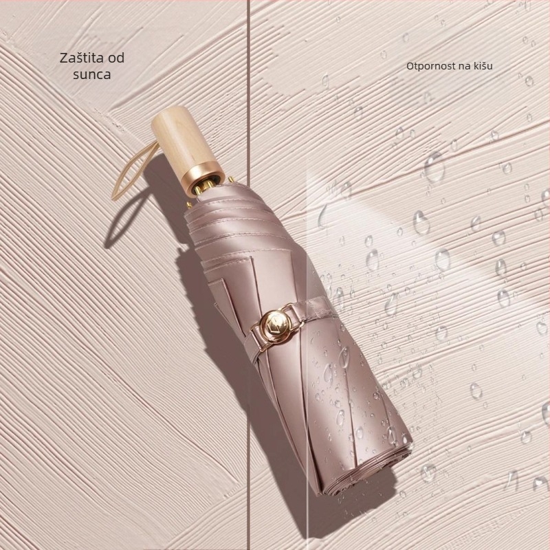 Sklopivi kišobran s titanijskim premazom i tkaninom 210T Impact, 8 rebara, ručno otvaranje zatvaranje, UPF50+, plastična drška