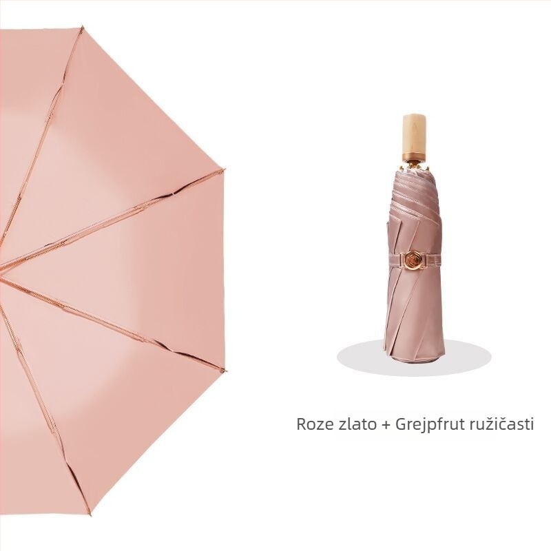 Sklopivi kišobran s titanijskim premazom i tkaninom 210T Impact, 8 rebara, ručno otvaranje zatvaranje, UPF50+, plastična drška