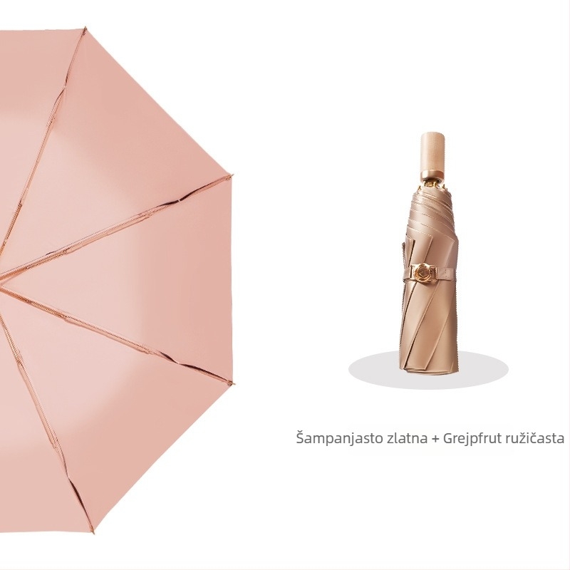 Sklopivi kišobran s titanijskim premazom i tkaninom 210T Impact, 8 rebara, ručno otvaranje zatvaranje, UPF50+, plastična drška