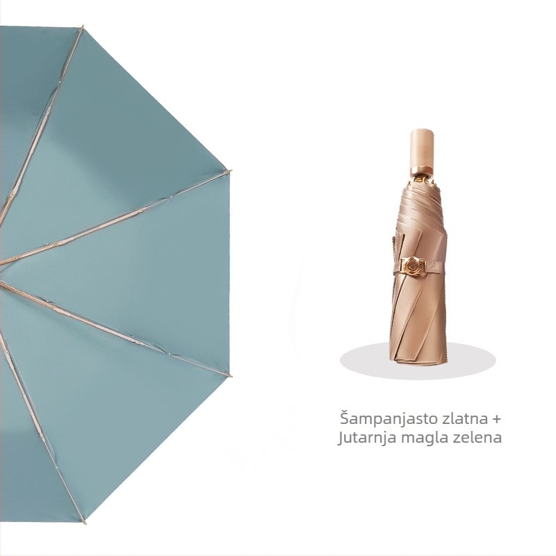 Sklopivi kišobran s titanijskim premazom i tkaninom 210T Impact, 8 rebara, ručno otvaranje zatvaranje, UPF50+, plastična drška