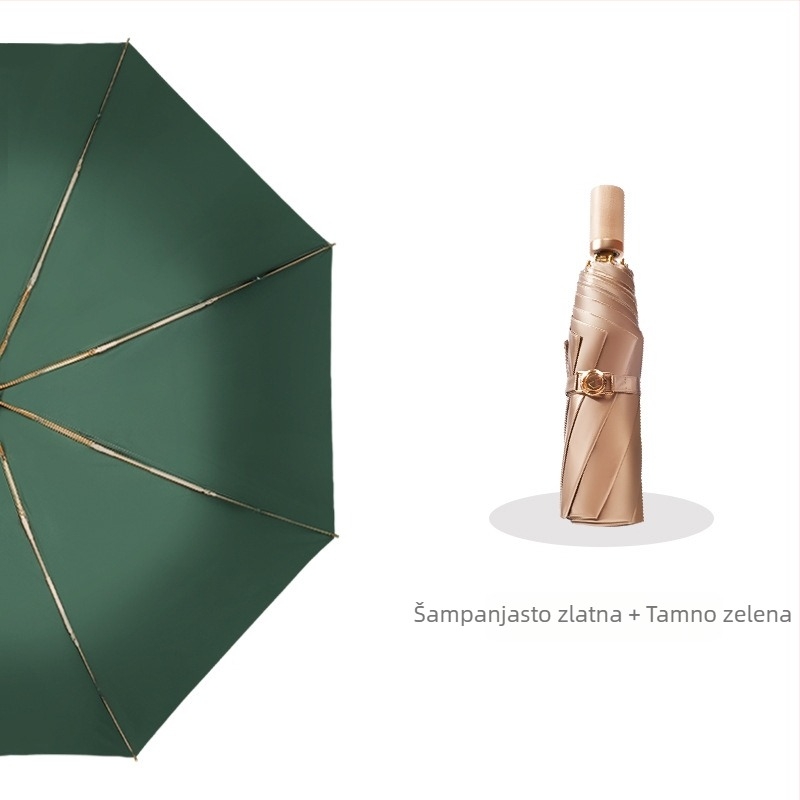 Sklopivi kišobran s titanijskim premazom i tkaninom 210T Impact, 8 rebara, ručno otvaranje zatvaranje, UPF50+, plastična drška