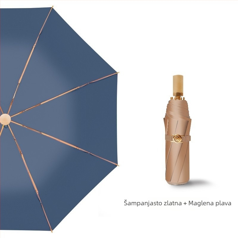 Sklopivi kišobran s titanijskim premazom i tkaninom 210T Impact, 8 rebara, ručno otvaranje zatvaranje, UPF50+, plastična drška