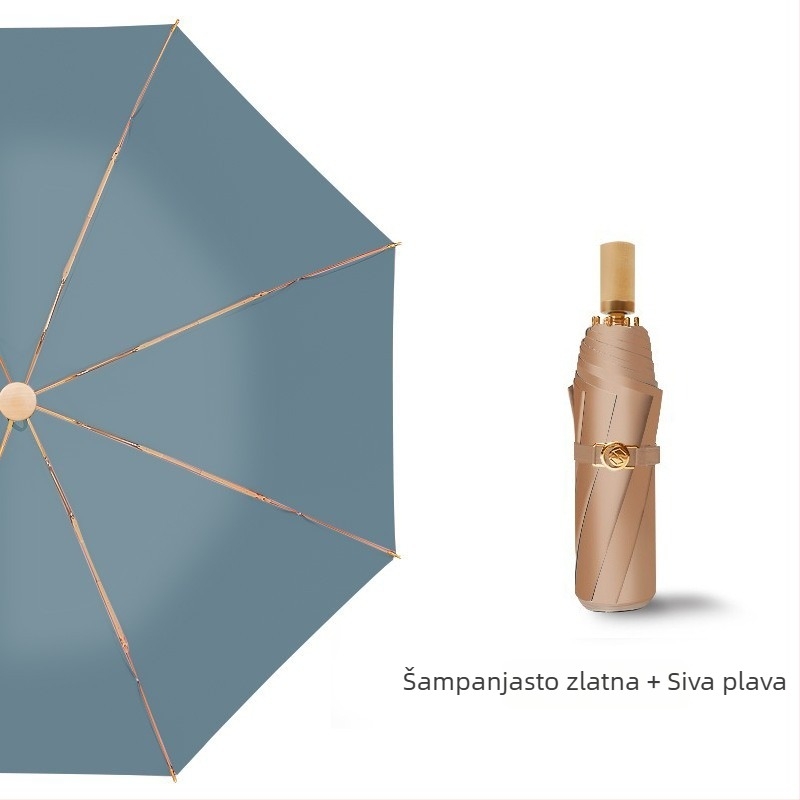 Sklopivi kišobran s titanijskim premazom i tkaninom 210T Impact, 8 rebara, ručno otvaranje zatvaranje, UPF50+, plastična drška