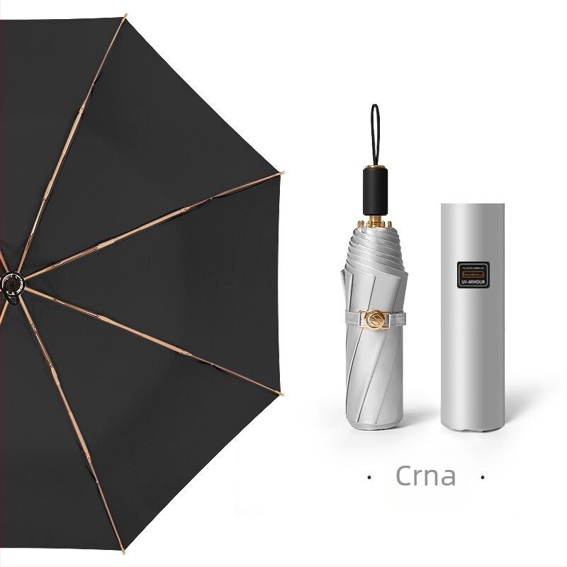 Sklopivi kišobran s titanijskim premazom i tkaninom 210T Impact, 8 rebara, ručno otvaranje zatvaranje, UPF50+, plastična drška