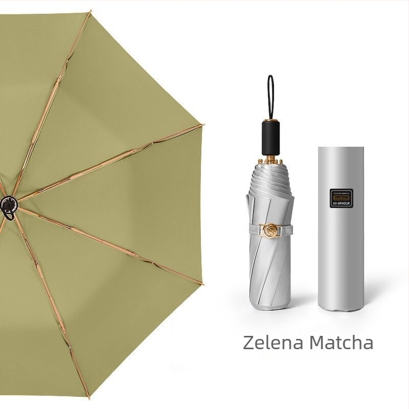 Sklopivi kišobran s titanijskim premazom i tkaninom 210T Impact, 8 rebara, ručno otvaranje zatvaranje, UPF50+, plastična drška