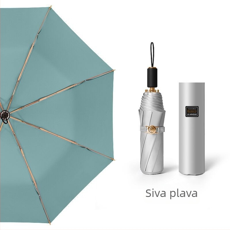 Sklopivi kišobran s titanijskim premazom i tkaninom 210T Impact, 8 rebara, ručno otvaranje zatvaranje, UPF50+, plastična drška