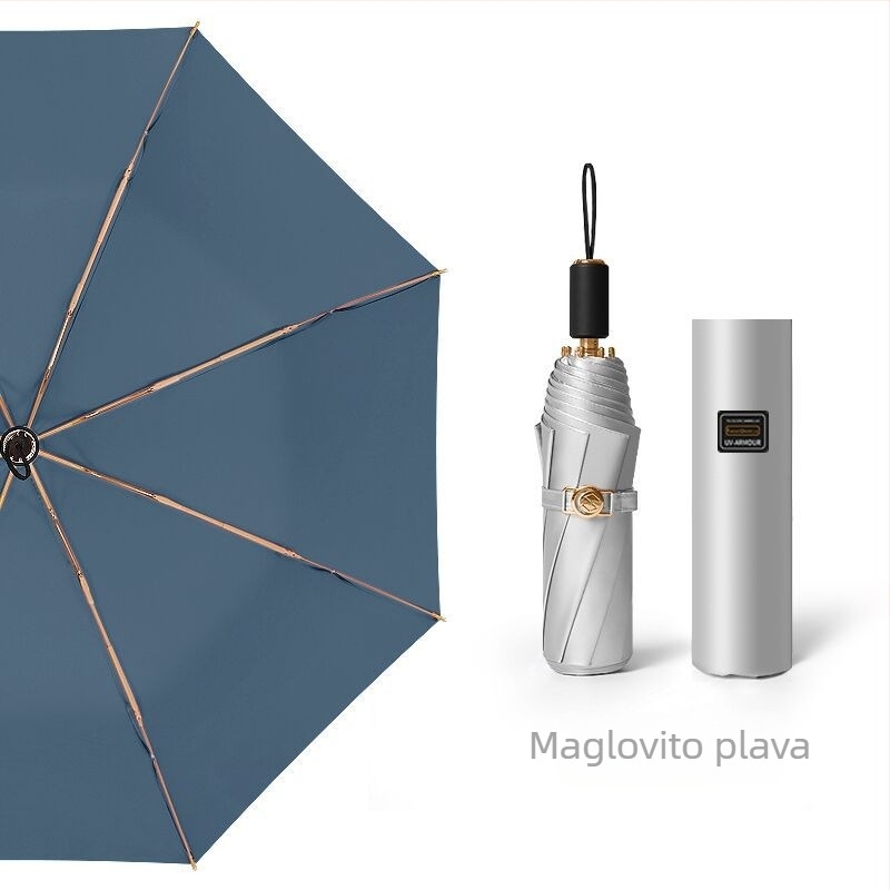 Sklopivi kišobran s titanijskim premazom i tkaninom 210T Impact, 8 rebara, ručno otvaranje zatvaranje, UPF50+, plastična drška