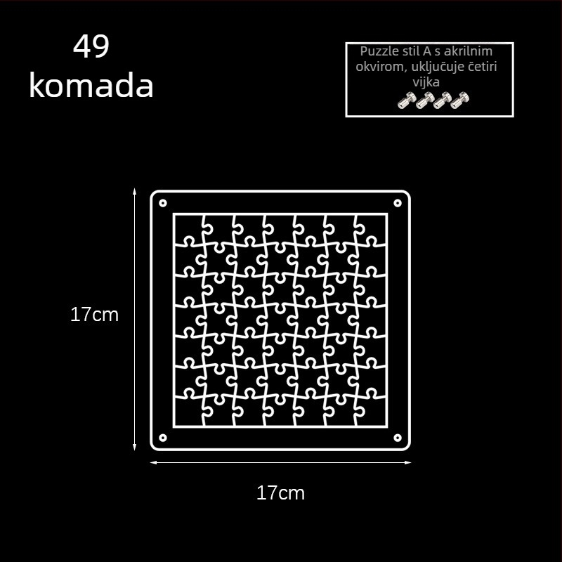 Prozirna akrilna 3D slagalica, 49 komada, za DIY sastavljanje