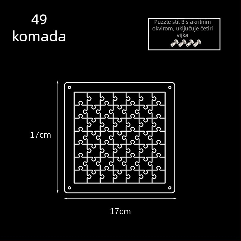 Prozirna akrilna 3D slagalica, 49 komada, za DIY sastavljanje