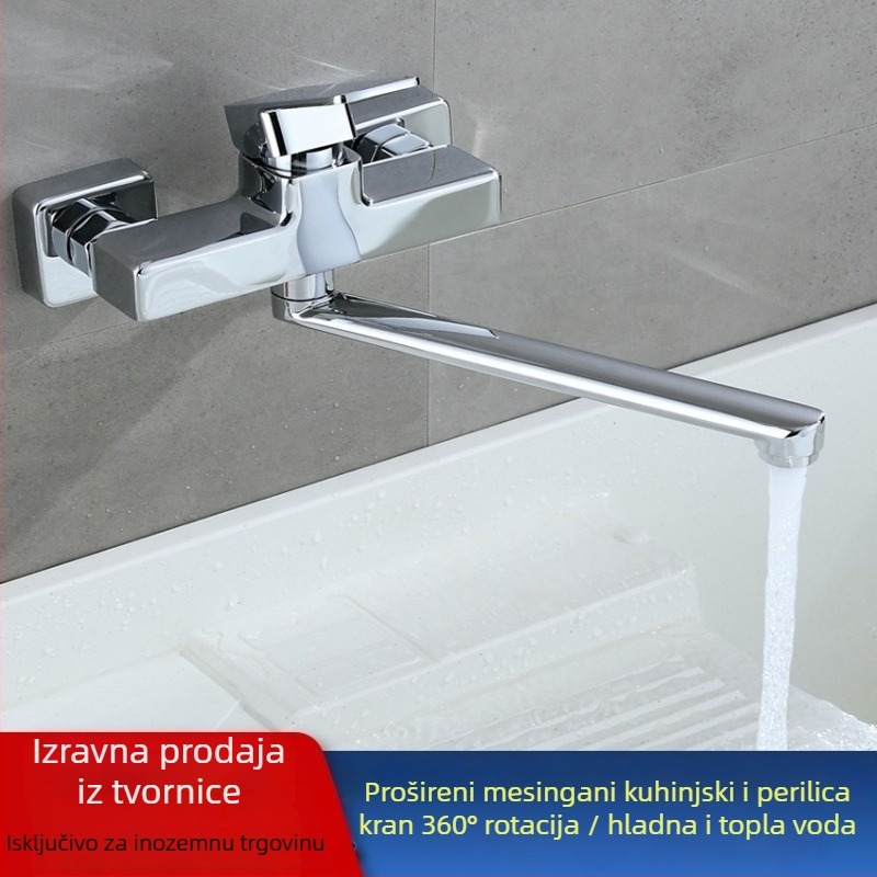 Skrivenu bakreni trostruki tuš miješalica s produženim rotirajućim tušem, zidna montaža; Radni tlak: 50; Temperatura tople vode: 50; Temperatura hladne vode: 0; Protok: 50