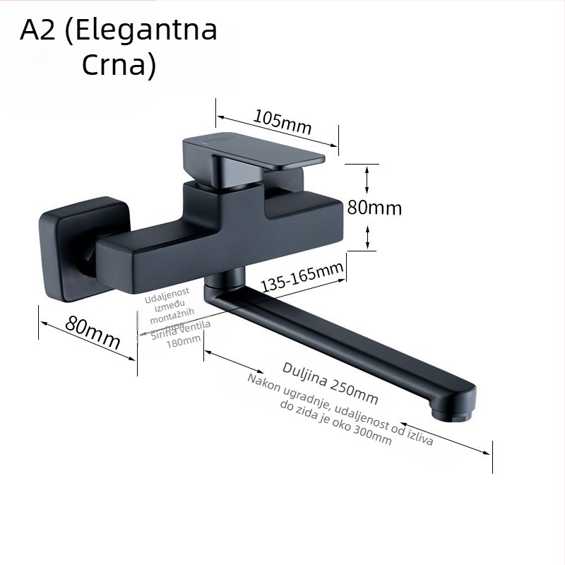 Skrivenu bakreni trostruki tuš miješalica s produženim rotirajućim tušem, zidna montaža; Radni tlak: 50; Temperatura tople vode: 50; Temperatura hladne vode: 0; Protok: 50