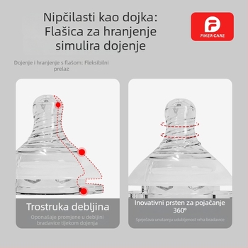 Finercare PPSU biberon za novorođenčad, široko grlo, oblik luka, bez drške