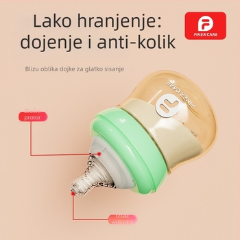 Finercare PPSU biberon za novorođenčad, široko grlo, oblik luka, bez drške