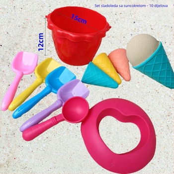 Dječji set igračaka za plažu s vedrom za pijesak s temom sladoleda – plast, pakiranje u boji kutiji, 3C certificiranje 2023152202047939