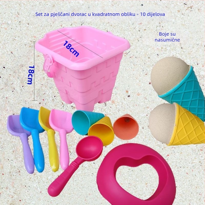 Dječji set igračaka za plažu s vedrom za pijesak s temom sladoleda – plast, pakiranje u boji kutiji, 3C certificiranje 2023152202047939
