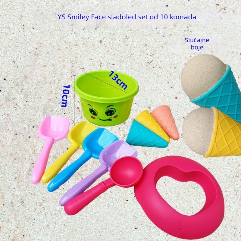 Dječji set igračaka za plažu s vedrom za pijesak s temom sladoleda – plast, pakiranje u boji kutiji, 3C certificiranje 2023152202047939