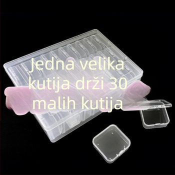 Set kutija za pohranu perlica sa poklopcem: 1 velika kutija + 30 malih kutija, PP materijal, pravokutni oblik, 1 L kapacitet