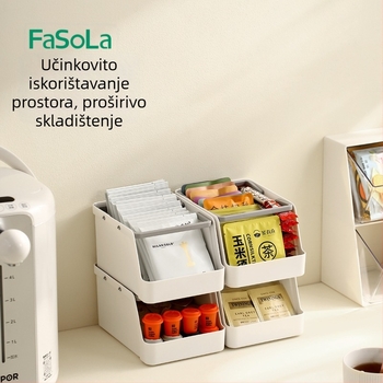 Stolni organizator za kozmetiku — višeslojni, skladišni stalak za kozmetiku, čajne vrećice i užinu; materijali PP i HIPS