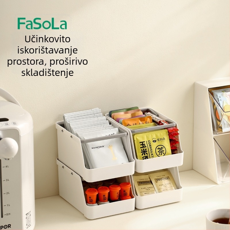 Stolni organizator za kozmetiku — višeslojni, skladišni stalak za kozmetiku, čajne vrećice i užinu; materijali PP i HIPS