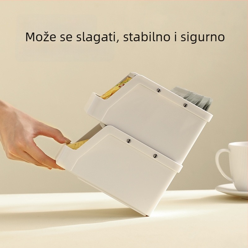 Stolni organizator za kozmetiku — višeslojni, skladišni stalak za kozmetiku, čajne vrećice i užinu; materijali PP i HIPS