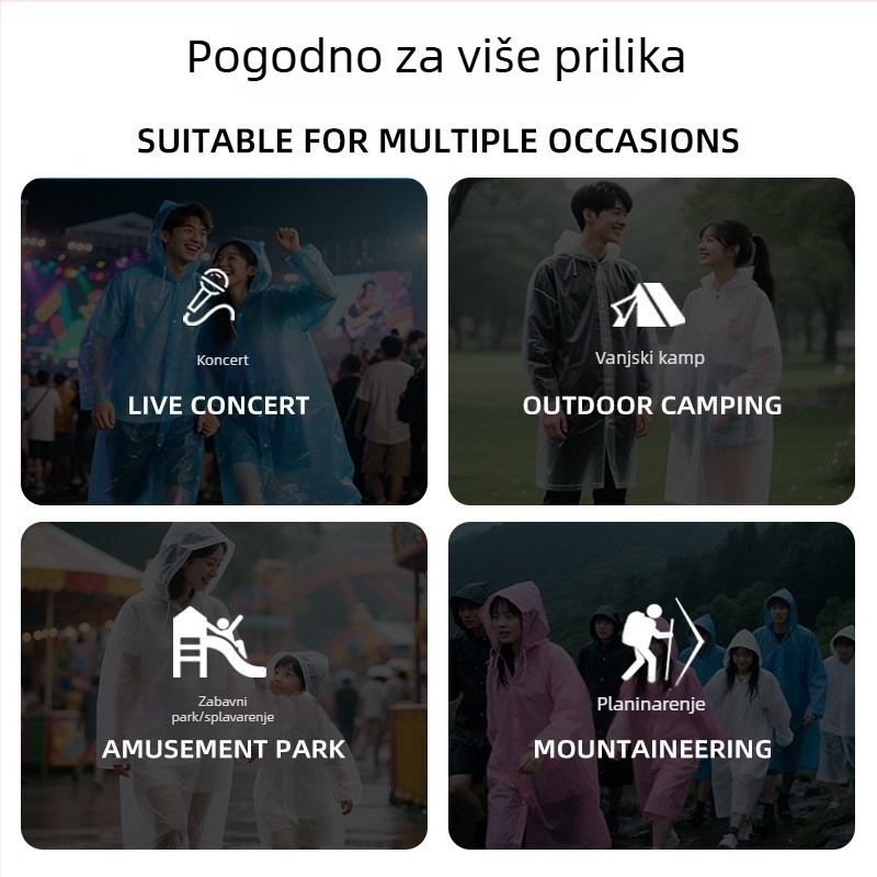 Jednokratna kapuljača kišu u obliku kugle, PE tkanina, PE ljepilo vodootporan sloj, za odrasle