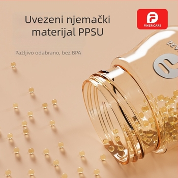 Biberon za novorođenče PPSU, protiv nadutosti, sa širokim otvorom, zakrivljenog oblika, bez držača