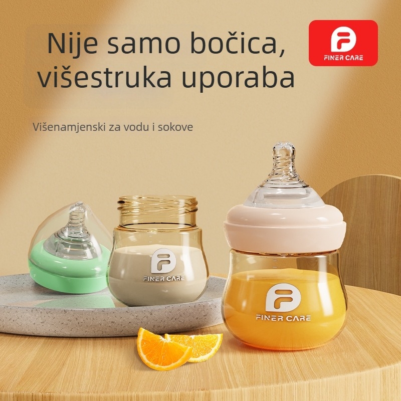 Biberon za novorođenče PPSU, protiv nadutosti, sa širokim otvorom, zakrivljenog oblika, bez držača