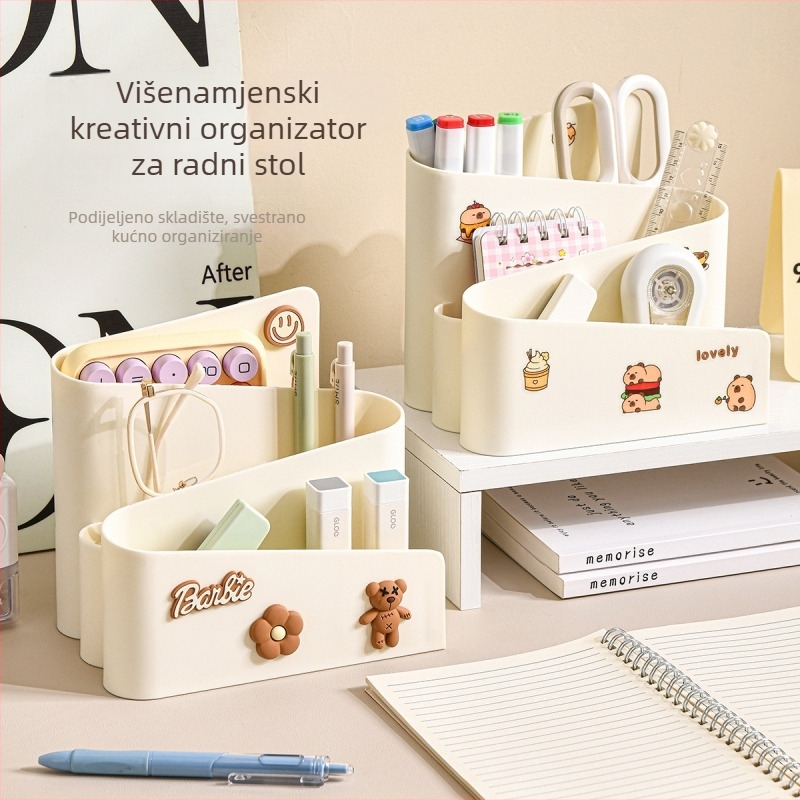 Kutija za kancelarijske potrepštine i držač za olovke, kreativni stolni organizator, polipropilen (PP), moguć ispis logotipa, višenamjenski