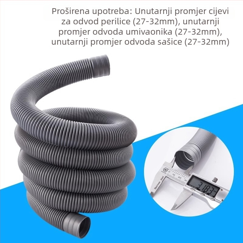 Proširena odvodna cijev za perilicu rublja s univerzalnim spojem, plastična