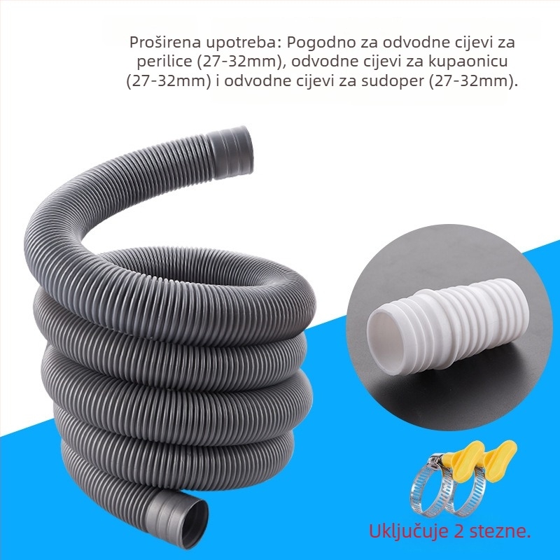 Proširena odvodna cijev za perilicu rublja s univerzalnim spojem, plastična