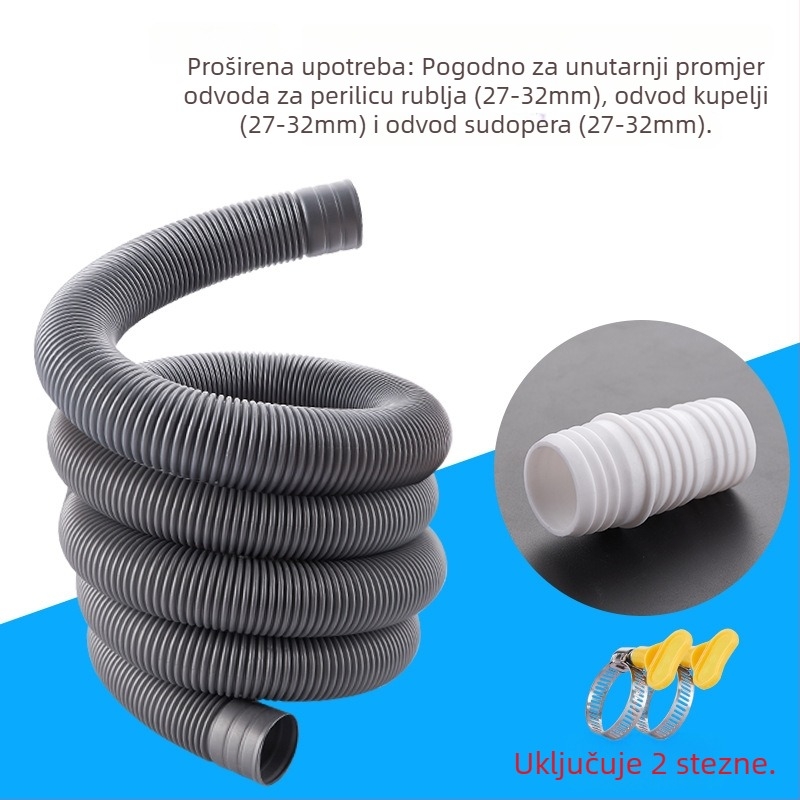 Proširena odvodna cijev za perilicu rublja s univerzalnim spojem, plastična