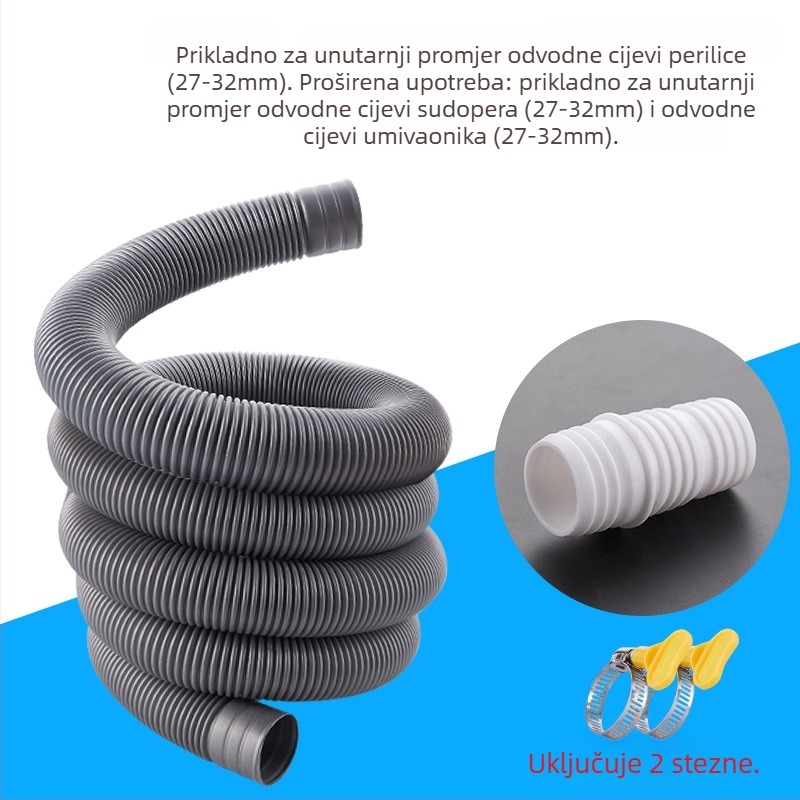 Proširena odvodna cijev za perilicu rublja s univerzalnim spojem, plastična