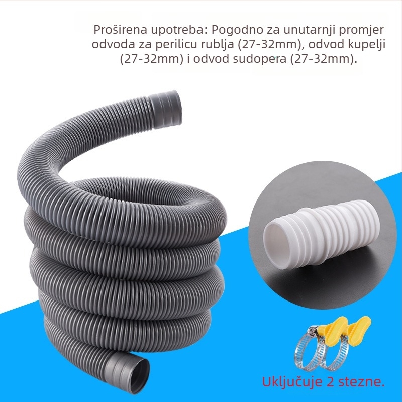 Proširena odvodna cijev za perilicu rublja s univerzalnim spojem, plastična