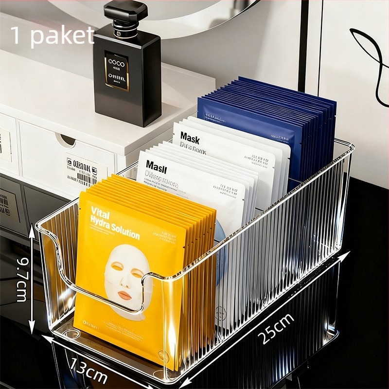 Kutija za pohranu maski za lice, stolni kozmetički organizator s odjeljcima, PET materijal, bez montaže, moderni minimalistički stil, mogućnost otiska logotipa