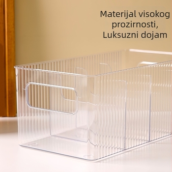 Kutija za skladištenje kozmetike, PET materijal, model N-122, proziran stolni organizator s pregradama, kapacitet 2 L