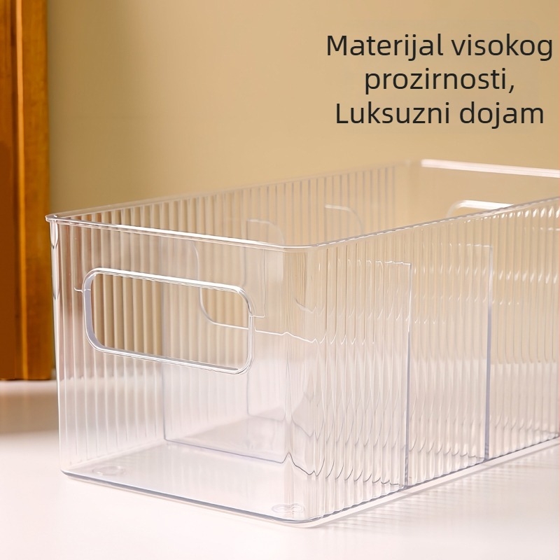 Kutija za skladištenje kozmetike, PET materijal, model N-122, proziran stolni organizator s pregradama, kapacitet 2 L