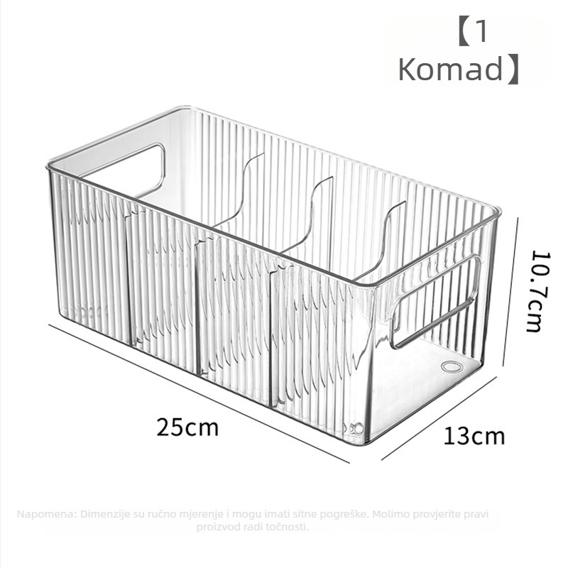 Kutija za skladištenje kozmetike, PET materijal, model N-122, proziran stolni organizator s pregradama, kapacitet 2 L