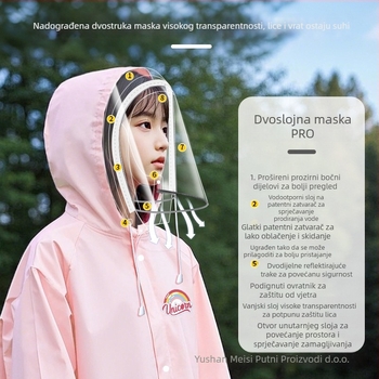 Dječje potpuno vodootporno pončo s školskim ruksakom, EVA tkanina, višekratna upotreba, logotip otisnut