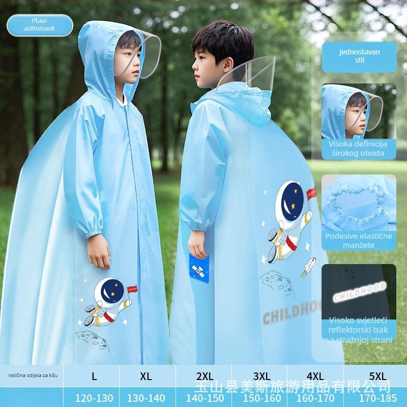 Dječje potpuno vodootporno pončo s školskim ruksakom, EVA tkanina, višekratna upotreba, logotip otisnut