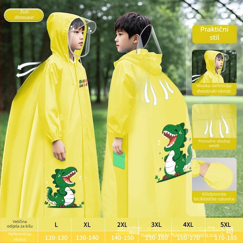 Dječje potpuno vodootporno pončo s školskim ruksakom, EVA tkanina, višekratna upotreba, logotip otisnut