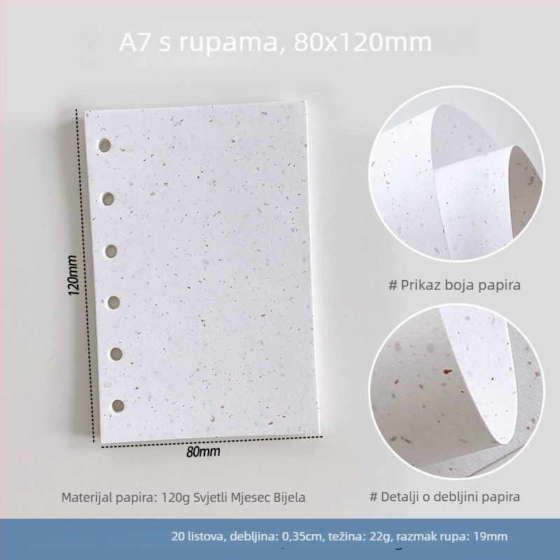 Set unutarnjih stranica za bilježnicu s labavim listovima — specijalni papir, zamjena jezgre, DIY bilješke