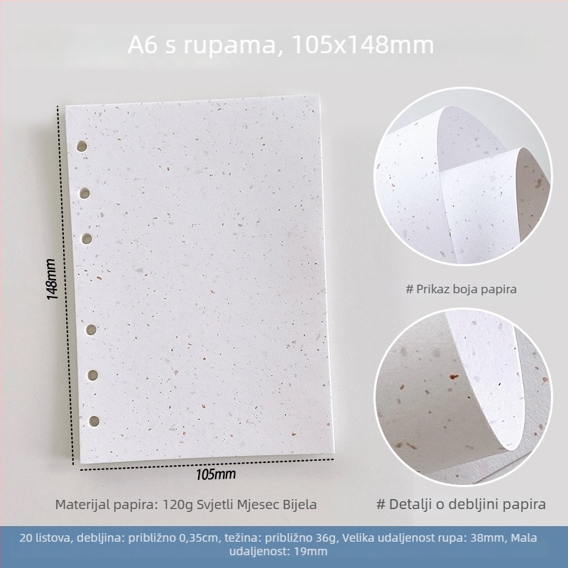 Set unutarnjih stranica za bilježnicu s labavim listovima — specijalni papir, zamjena jezgre, DIY bilješke