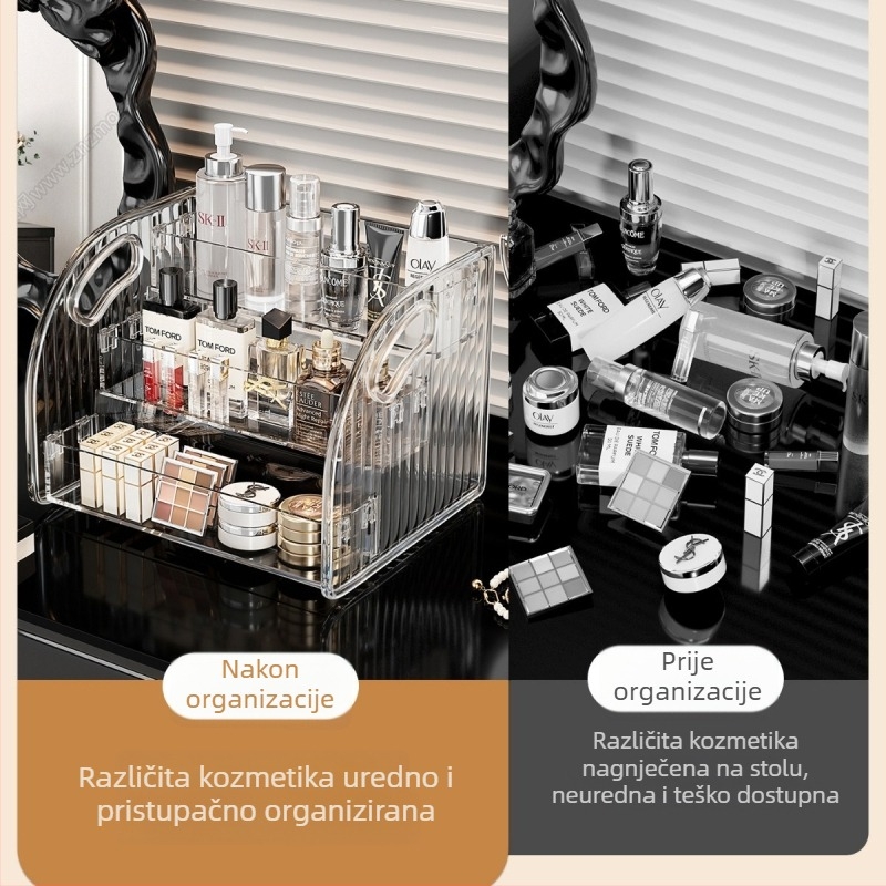 Stolna kutija za kozmetiku, moderni minimalistički organizator za njegu kože, odjeljci za sitnice, držač za ruž i parfem
