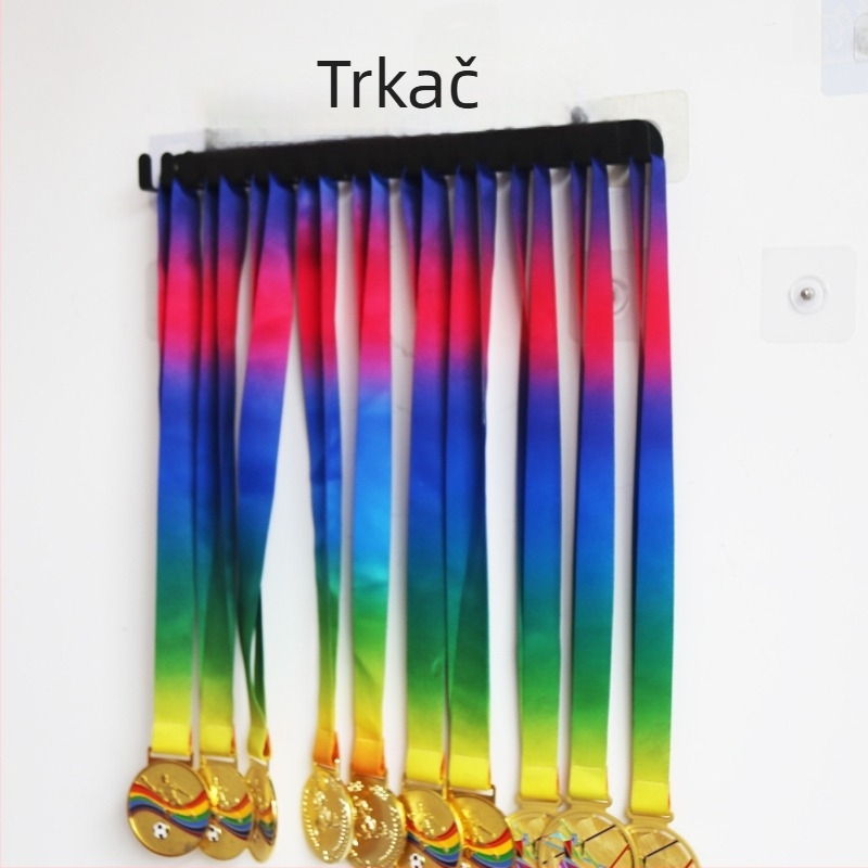 Zidna vješalica za medalje s višestrukim redovima kuka, od željeza, nosivost 10 kg, montaža bez bušenja