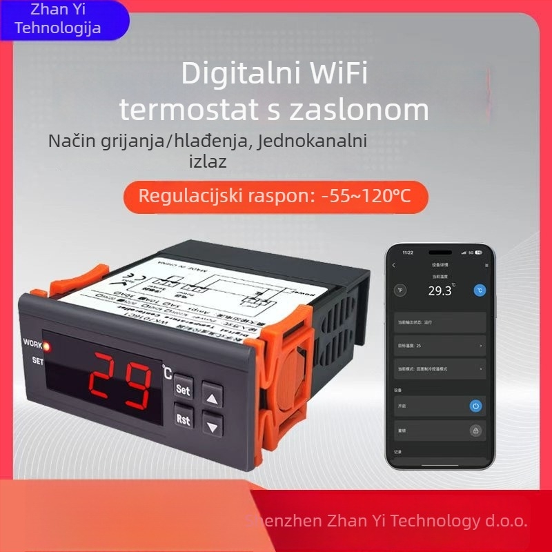 Ugrađeni digitalni WiFi termostat za grijanje i hlađenje - industrijski hladnjak temperaturni upravljač prekidač, pločasta montaža, 110–220V
