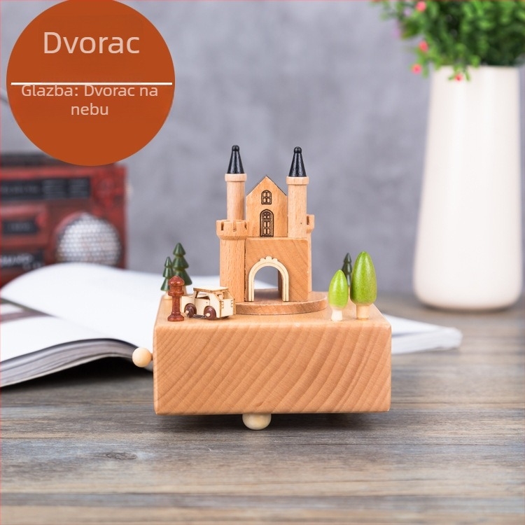 Drvena glazbena kutija, polu‑ručna izrada, dizajn Eiffelovog tornja, kućni ukras, dar za vjenčanje i rođendan